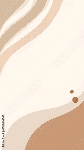 Fototapeta Minimalist flat illustration featuring soft beige abstract shapes on clean white background, central blank space ideal for text placement, social media story, marketing presentation