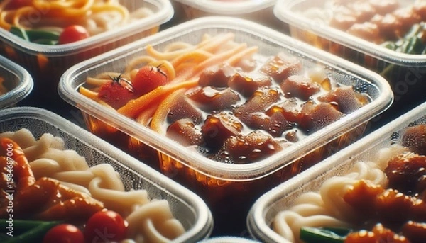 Obraz Close up on Containers Macro shot focusing on the condensation i