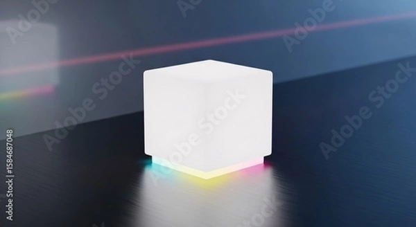 Obraz Illuminated cube light product shot for modern interior design and home decoration ideas and lighting solutions