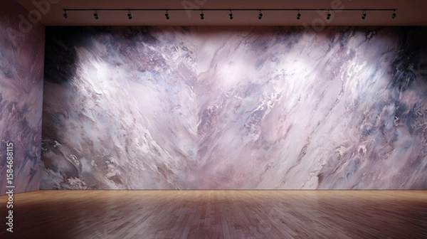 Fototapeta Abstract Marble Textured Wall in Contemporary Art Gallery with Soft Lighting