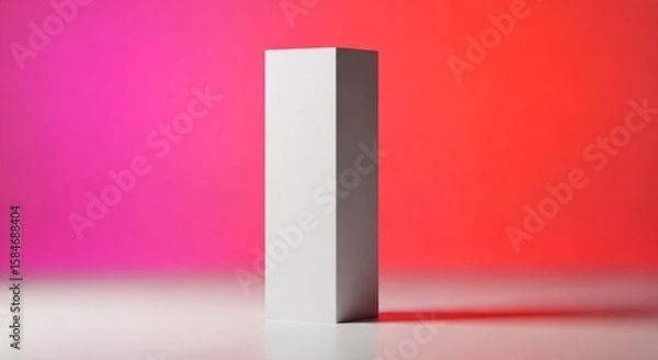 Obraz White product box mockup on bright pink and red gradient background for product display showcase design