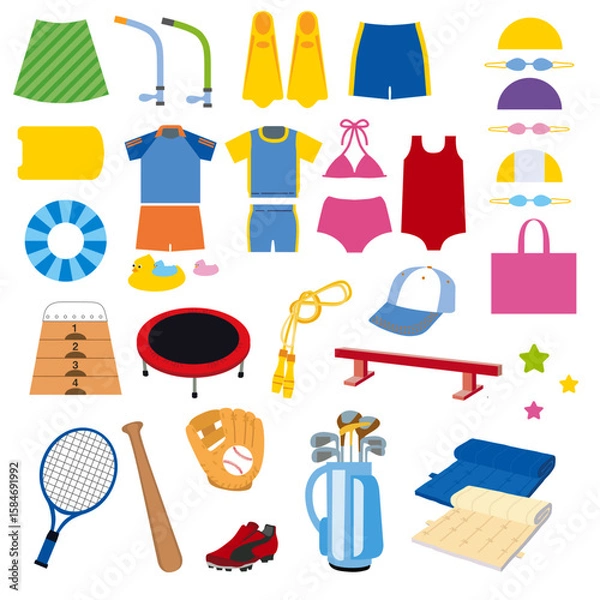 Obraz 子供がスポーツの色々な運動用品