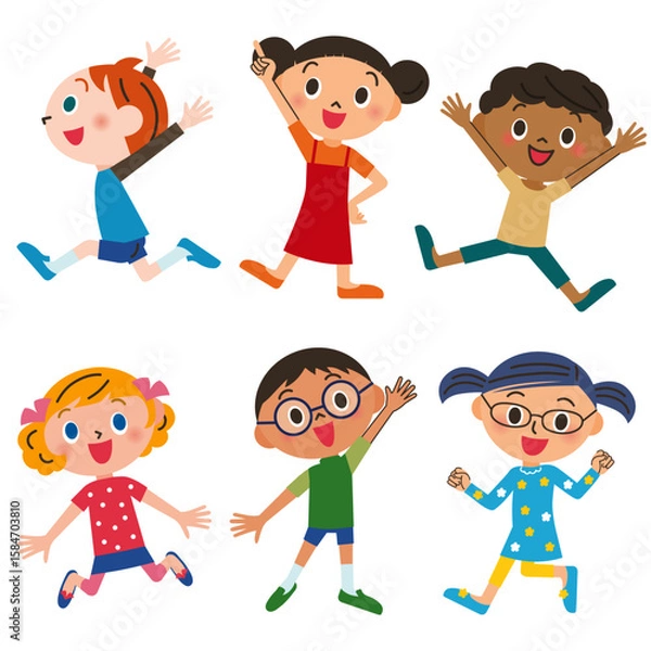 Obraz 色々なポーズで元気な子供達