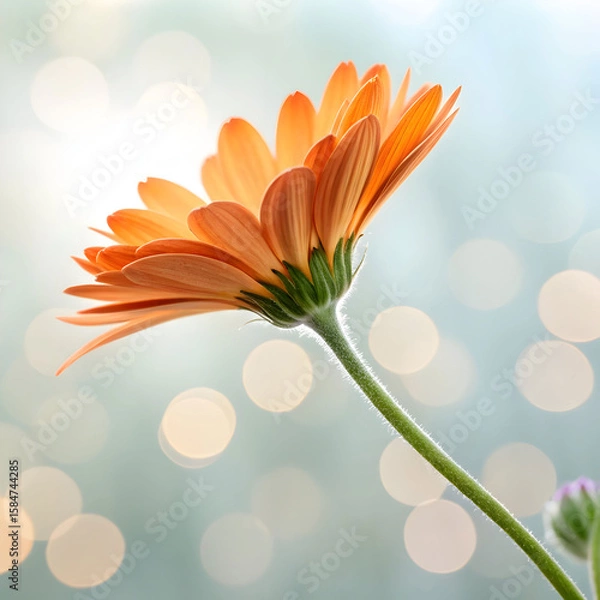 Fototapeta High-resolution image of a single orange flower in full bloom, with detailed petals and a clean, soft background, creating a fresh and vibrant look.