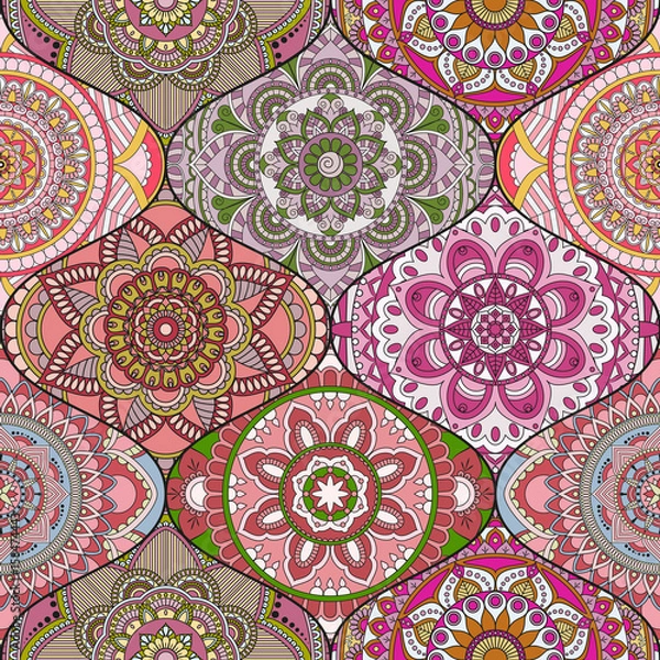 Obraz Patchwork pattern. Vintage decorative elements. Hand drawn background. Islam, Arabic, Indian, ottoman motifs. Perfect for printing on fabric or paper.