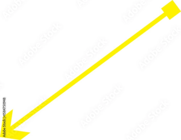 Fototapeta Yellow arrow pointing down and left diagonal