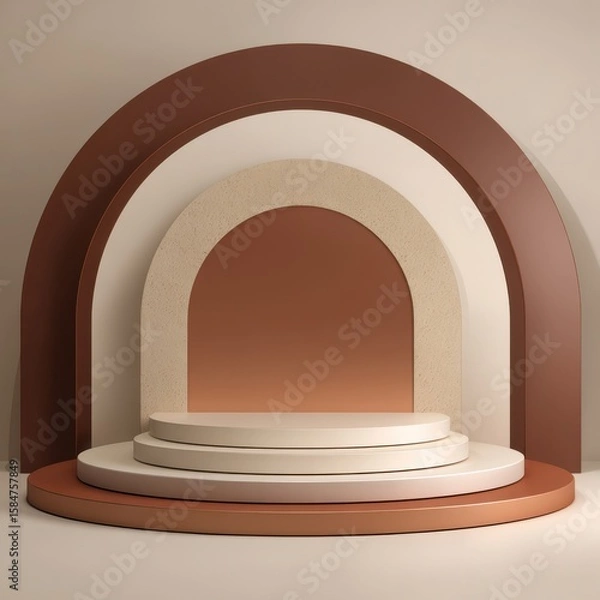 Fototapeta Ultra quality image of minimal abstract background.podium concept for product presentation on brown color background.3d rendering illustration.