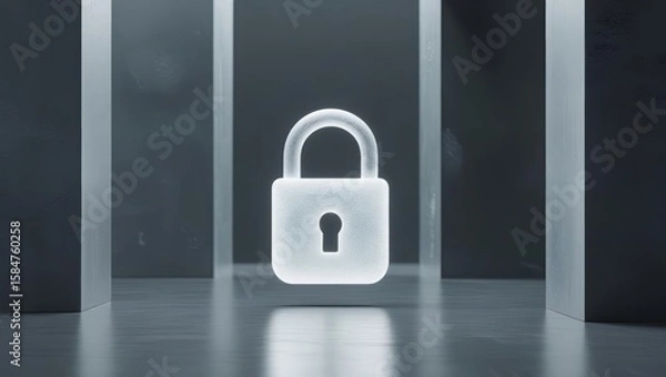 Obraz Modern digital lock with illuminated keyhole and secure locking mechanism in a contemporary environment symbolizing privacy and data protection