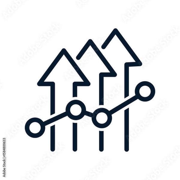 Fototapeta Up arrows, diagram. Concept of increasing income, productivity, start-up. Vector linear icon isolated on white background.