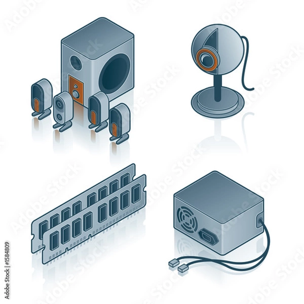 Obraz design elements 44d. computers icons set