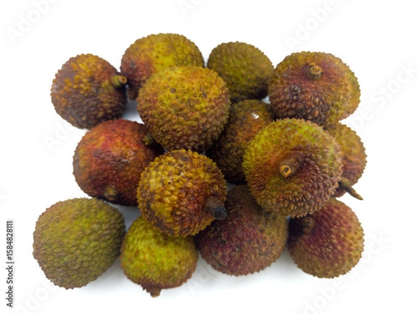 Fototapeta Lychee fruit isolated on a white background. Lychee or Lici (Litchi chinensis)