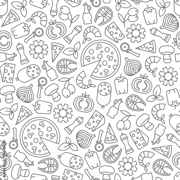 Obraz wzór z elementami projektu pizzy