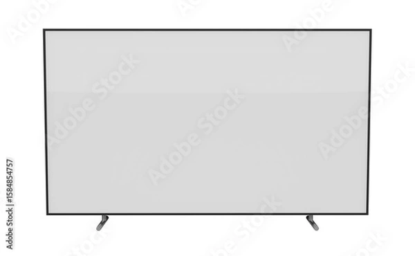 Obraz Smart TV or UHD 4K Smart Tv standing. Realistic illustration of black TV with stand and blank transparent isolated. Front shot of plasma tv screen.	