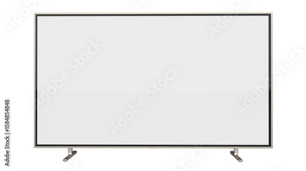 Obraz Smart TV or UHD 4K Smart Tv standing. Realistic illustration of black TV with stand and blank transparent isolated. Front shot of plasma tv screen.	