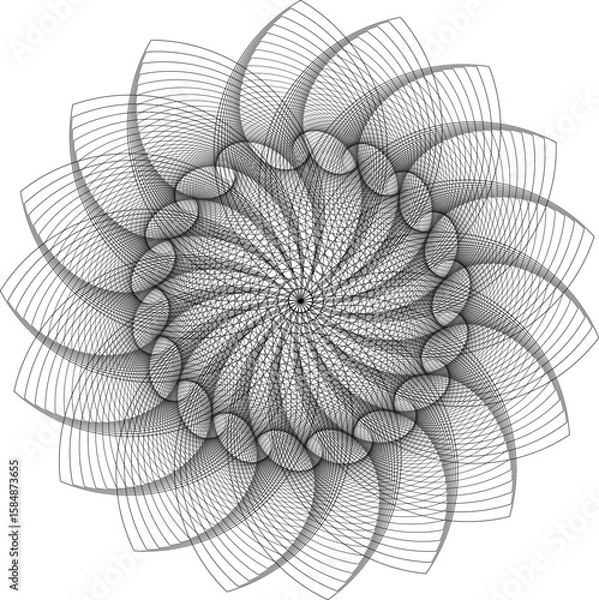 Fototapeta A black and white abstract floral background featuring a swirling fractal design with a delicate interplay of light and shadow, creating a captivating visual texture