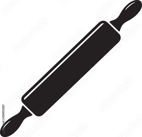 Fototapeta Classic kitchen rolling pin tool for baking and cooking silhouette