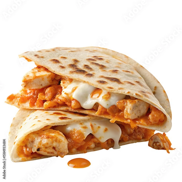 Obraz Delicious chicken quesadilla with melted cheese and spicy flavor in a warm tortilla wrap photo