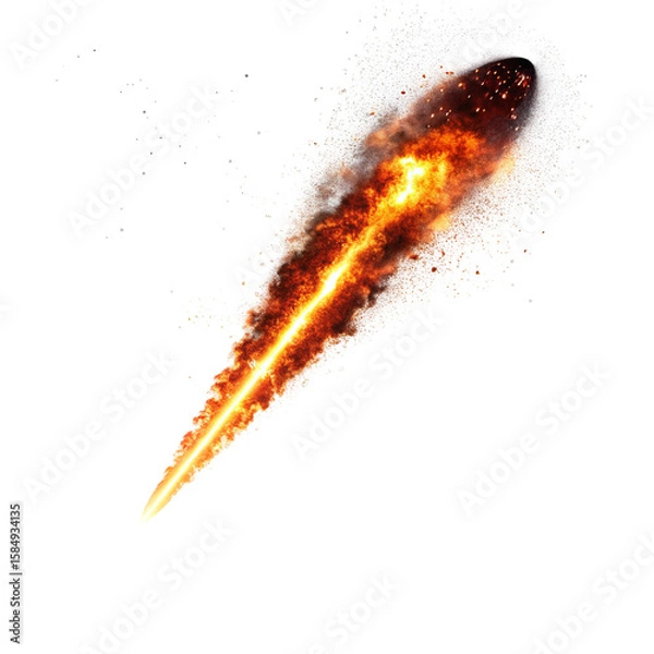 Obraz Fiery meteor blazing through the dark night sky with intense heat and bright trailing flames