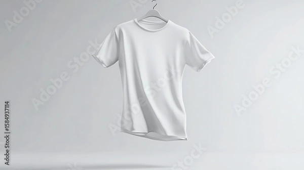 Fototapeta T-shirt mockup floating with invisible hanger, white studio