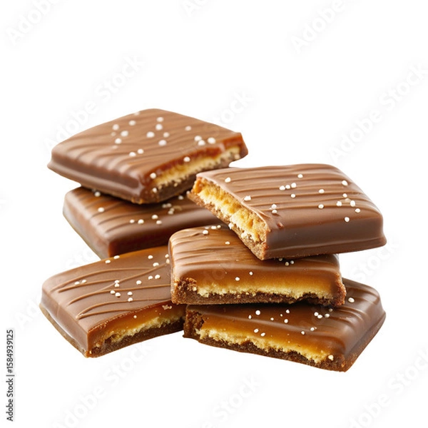 Obraz Delicious gourmet chocolate caramel squares with sea salt for dessert and snack enthusiasts