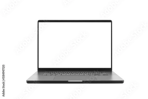 Fototapeta Laptop or notebook with blank screen isolated with clipping path on white background. png