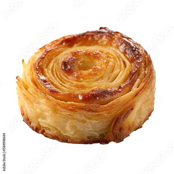 Obraz Delicious flaky pastry spiral showcasing artisan baking with sweet golden brown layered crust