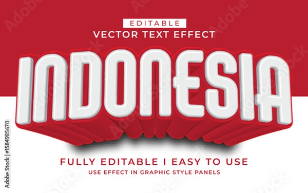 Obraz 3d editable indonesia text effect typography style template