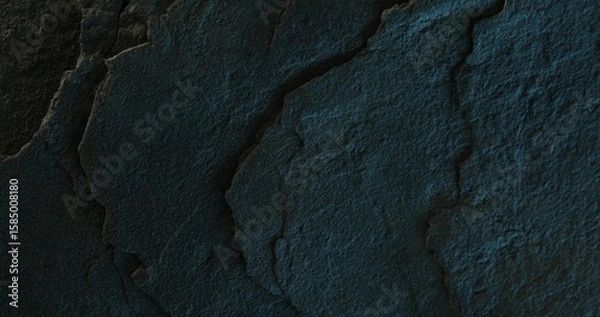 Fototapeta Close-up of cracked rock with layered geological texture