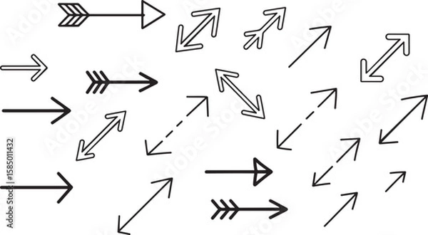 Fototapeta Thin dotted line arrows indicating direction and ui elements