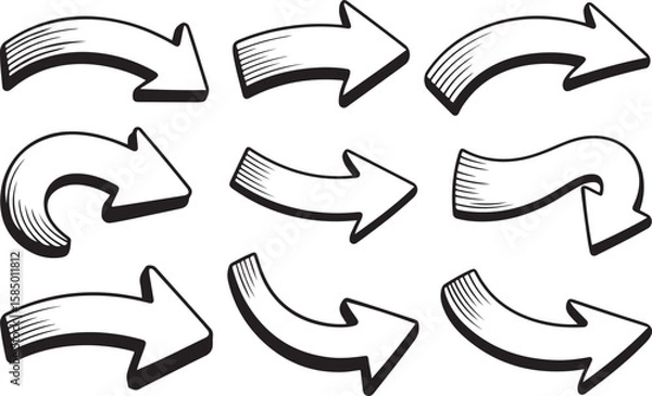 Fototapeta Circular and square arrows for process flow and steps
