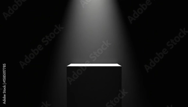 Obraz Illuminated pedestal in dark spotlight