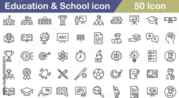 Obraz Education and School Icon Set for Learning Tools