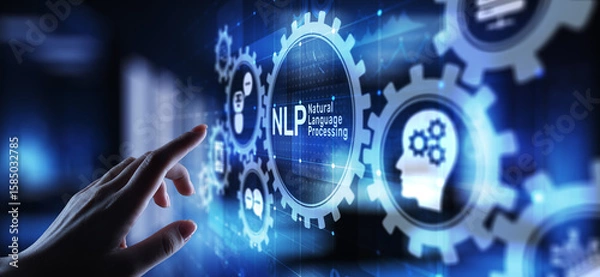 Fototapeta NLP natural language processing cognitive computing technology concept on virtual screen.