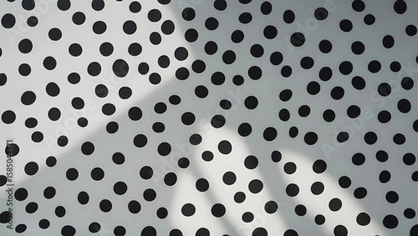 Fototapeta Vibrant Black Polka Dot Pattern Background, Bold Moody Polka Dot Abstract Backdrop, Minimalist Black and White Dotted Background, generative ai