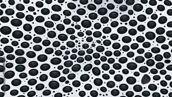 Fototapeta Vibrant Black Polka Dot Pattern Background, Bold Moody Polka Dot Abstract Backdrop, Minimalist Black and White Dotted Background, generative ai