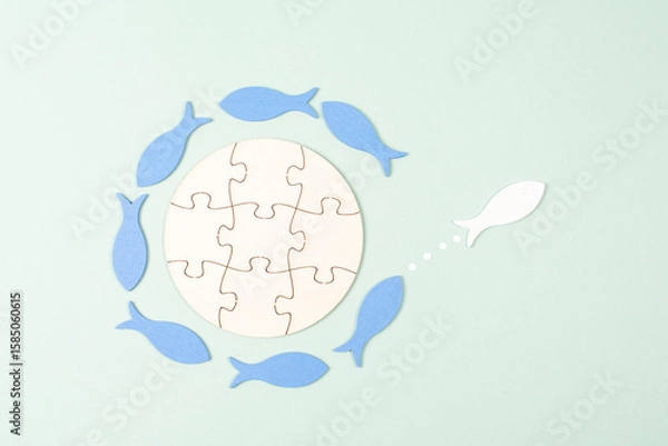 Fototapeta Leader of group, working as a team, new ideas, goals, plans and strategy for success, teamwork and leadership concept