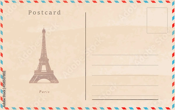 Fototapeta Vintage postcard. Vector design. Capitals of the world. Paris