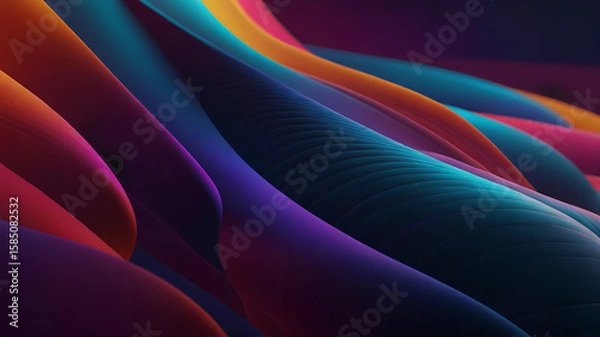 Fototapeta Colorful abstract background with flowing purple and blue lines, a soft, artistic silk wave design