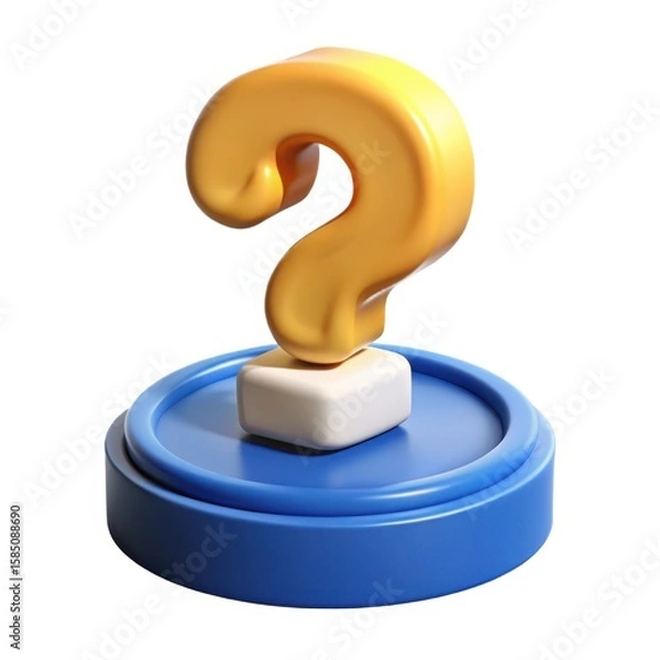 Fototapeta  3D White Question Mark Icon – FAQ Help Symbol