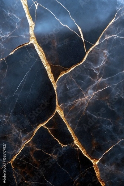 Fototapeta Luxurious black and gold marble texture featuring shimmering metallic accents for an elegant design
