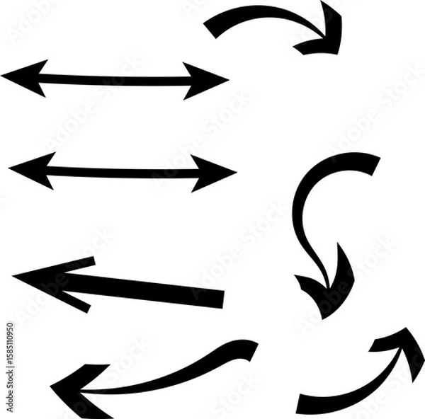 Fototapeta Vector arrow icon set: collection of directional signs and pointers for web design