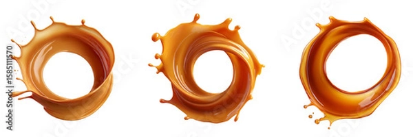 Fototapeta Circular splash of Thai tea with a smooth on transparent. Ideal for food and beverage advertisements, product design, and creative branding