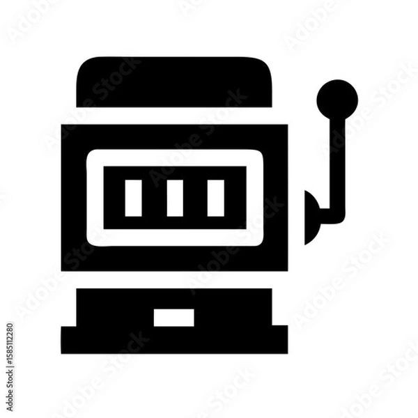 Fototapeta Illustrative slot machine icon on white for casino game. Slot machine game play with winning reels and lucky numbers. Use this slot machine symbol as graphic for gaming or chance.