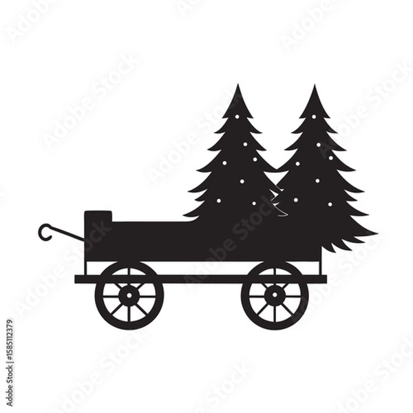 Obraz Pulled Sleigh Carrying Christmas Tree Scene