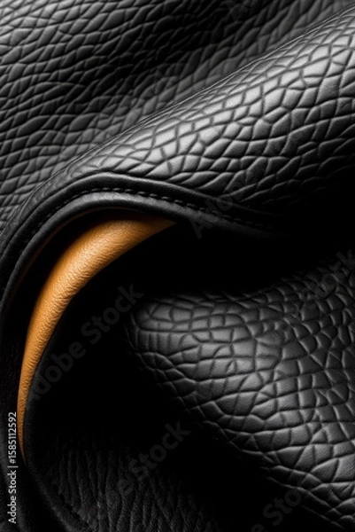 Fototapeta Refined black artificial leather showcasing smooth texture and deep dark tones that elevate any design