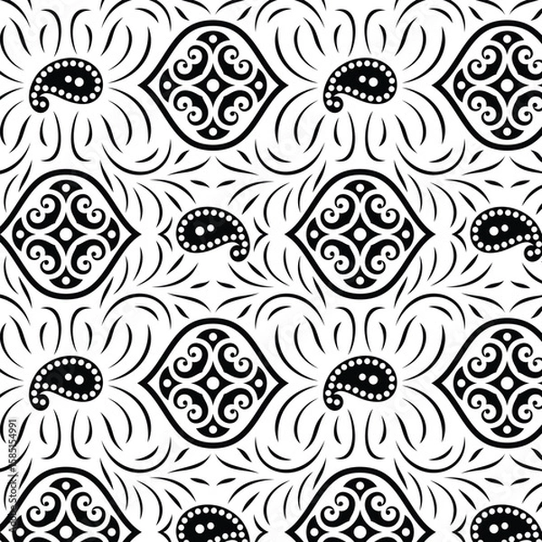 Fototapeta Paisley Flower Design Pattern, background, texture, fabric, paper print.