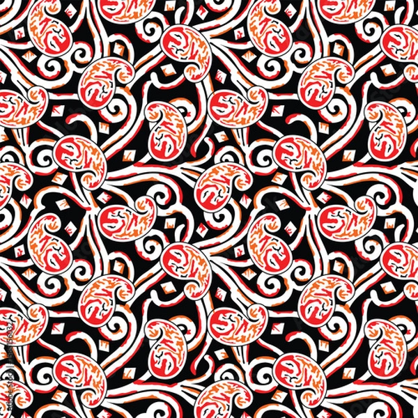 Fototapeta Paisley Flower Design Pattern, background, texture, fabric, paper print.