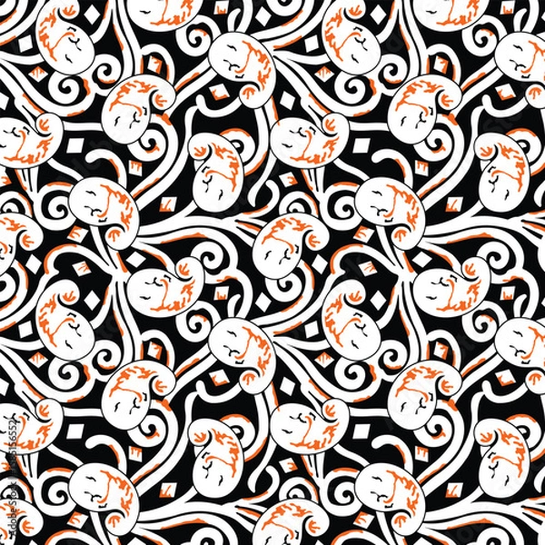 Fototapeta Paisley Flower Design Pattern, background, texture, fabric, paper print.