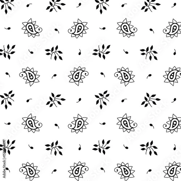 Fototapeta Paisley Flower Design Pattern, background, texture, fabric, paper print.