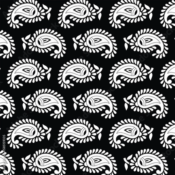 Fototapeta Paisley Flower Design Pattern, background, texture, fabric, paper print.